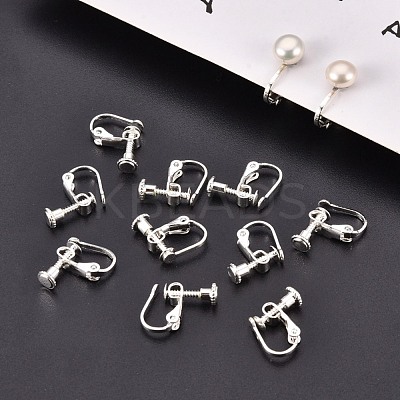 Brass Screw On Clip-on Earring Findings KK-L164-02S-1