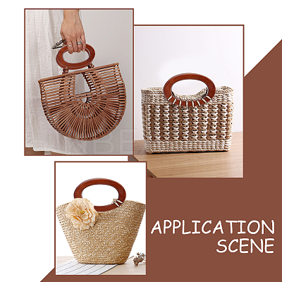 Oval Wood Bag Handle Eyelet Frames FIND-WH0128-77-1