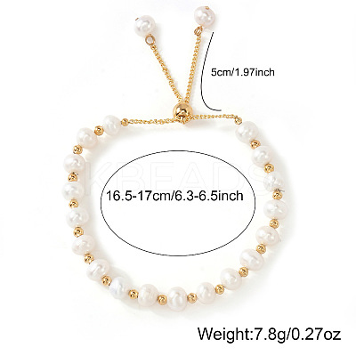 Natural Pearl and Gold Bead Slider Women's Bracelets QK8220-4-1