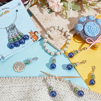 Round & Flat Round Pendant Stitch Markers HJEW-AB00302-1