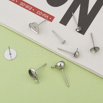 Non-Tarnish 304 Stainless Steel Stud Earring Settings & Findings STAS-MSMC002-05P-1