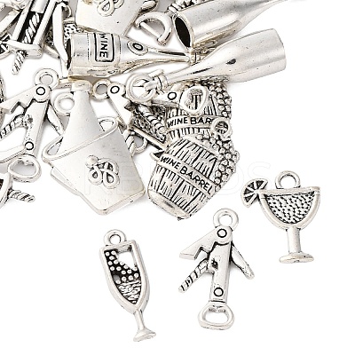 35Pcs 7 Styles Wine Theme Tibetan Style Alloy Pendants TIBE-FP0001-10-1