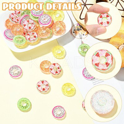 40Pcs 5 Colors Fruit Transparent Resin Cabochons CRES-CJ0001-85-1