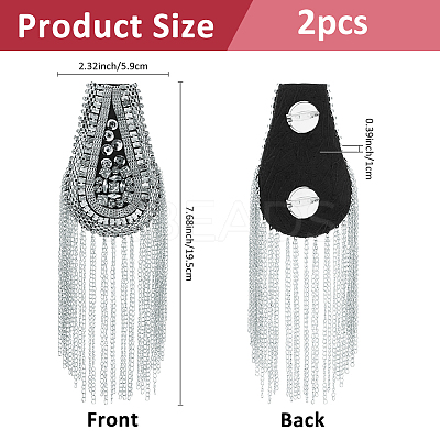 2Pcs Iron & Glass Epaulettes Costume Accessories DIY-FH0009-04B-1