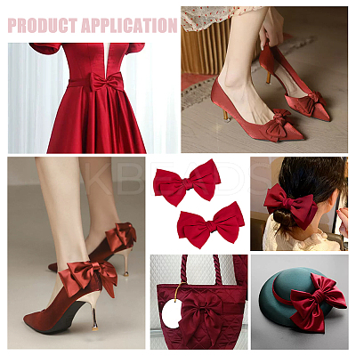2Pcs Detachable Ribbon Satin Bowknot Shoe Decoration AJEW-PH0011-85B-1