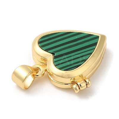 Natural Malachite Locket Pendants KK-K332-15G-02-1