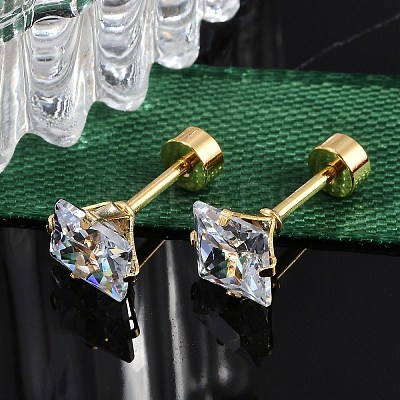 Square Glass Ear Fake Plugs EJEW-H105-24G-D-1
