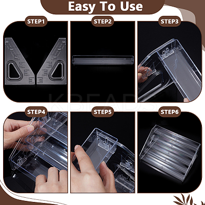 6-Tier PA Plastic Display Riser Stands for Mini Card DJEW-WH0028-002A-1