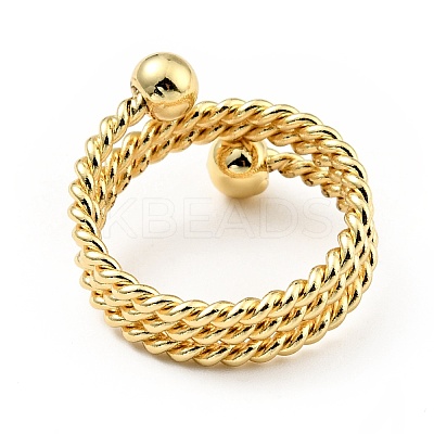 Brass Ball Triple Layer Wrap Ring for Women RJEW-E046-25G-1