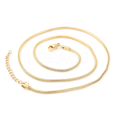 201 Stainless Steel Round Snake Chain Necklaces for Women LS-NJEW-G140-06D-G-1-1