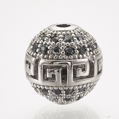 Brass Micro Pave Cubic Zirconia Beads ZIRC-S061-54P-1