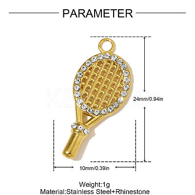 304 Stainless Steel Rhinestone Pendants STAS-OY009-97G-1