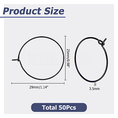 50Pcs 304 Stainless Steel Hoop Earrings EJEW-HS0001-12B-1