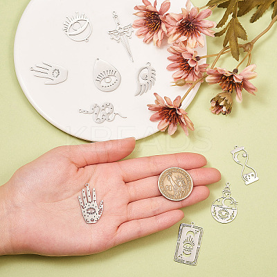 15Pcs 15 Styles 201 Stainless Steel Pendants STAS-CJ0001-188-1