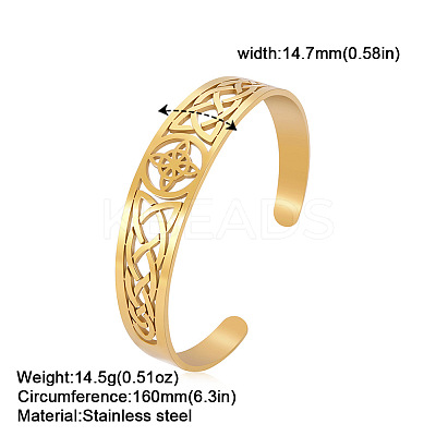 Witch Knot Hollow Out 304 Stainless Steel Cuff Bangles for Women FS-WG44EC4-02-1
