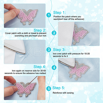 10Pcs Butterfly Hotfix Rhinestone Iron on/Sew On Patches PATC-DR0001-04A-1
