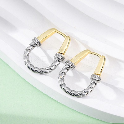 Brass Micro Pave Clear Cubic Zirconia Hoop Earrings EJEW-H158-17A-GP-1