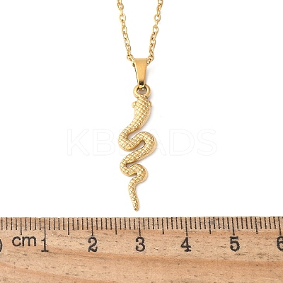 304 Stainless Steel Snake Pendant Necklaces for Women Men LS-NJEW-Z063-03G-04-1