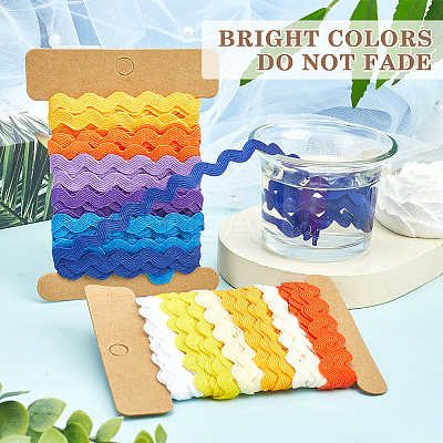 4 Cards 2 Styles Polyester Wavy Fringe Trim Ribbon DIY-GF0009-48B-1