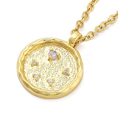 304 Stainless Steel Cubic Zirconia Constellation Flat Round Pendants LS-STAS-S145-01K-1