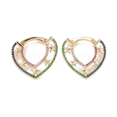 Starfish Cubic Zirconia Hoop Earrings EJEW-M216-08A-1