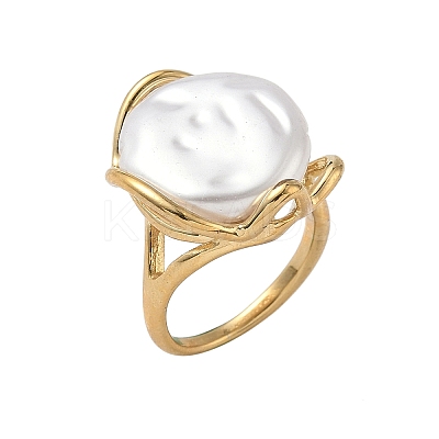 304 Stainless Steel with Acrylic Finger Rings RJEW-Z118-10G-1