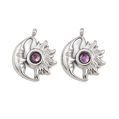 304 Stainless Steel Rhinestone Pendants STAS-Z166-24P-02-1