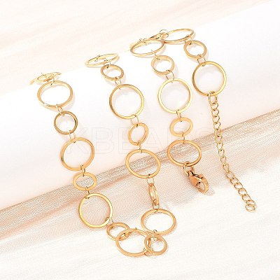 304 Stainless Steel 6MM and 10MM Ring Link Chain Necklaces NJEW-P343-02A-G-1