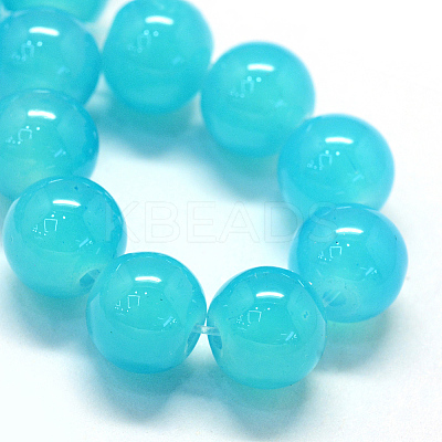 Baking Paint Imitation Jade Glass Round Bead Strands DGLA-Q021-10mm-06-1