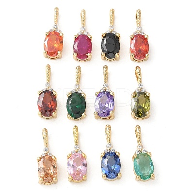 Brass Micro Pave Cubic Zirconia Pendants KK-Q031-43G-1