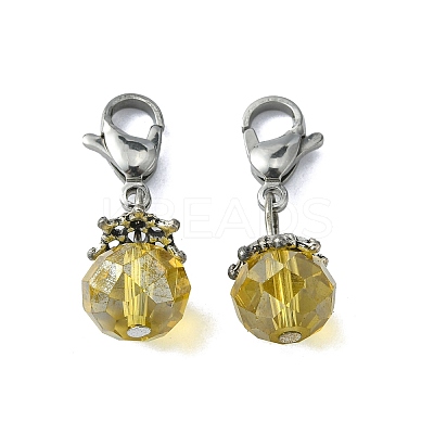 Electroplate Faceted Glass Pendants HJEW-TAC0004-06-1
