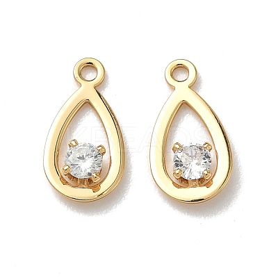 Brass Micro Pave Cubic Zirconia Teardrop Charms KK-Z136-02G-1