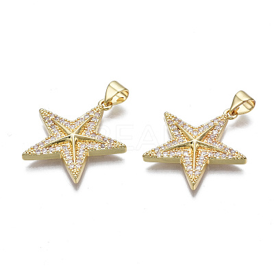 Brass Micro Pave Cubic Zirconia Pendants ZIRC-N039-158A-NF-1