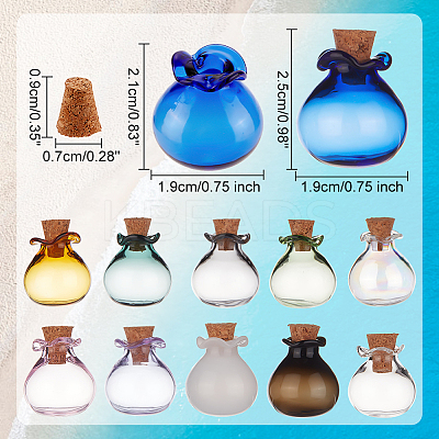 11Pcs 11 Colors Lucky Bag Shape Glass Cork Bottles Ornament AJEW-DR0001-01-1