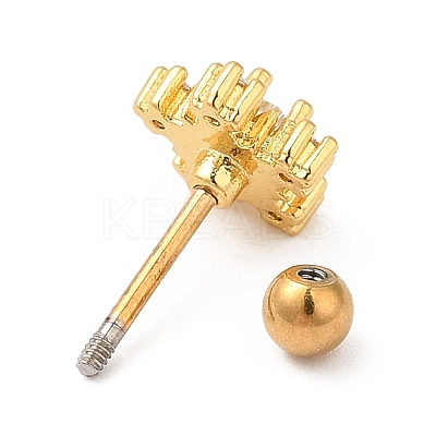 Brass Micro Pave Clear Cubic Zirconia Stud Earrings EJEW-L265-11G-1