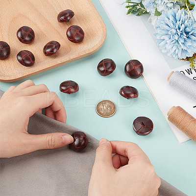 12Pcs 1-Hole Cowhide Shank Buttons BUTT-CL0001-06A-1