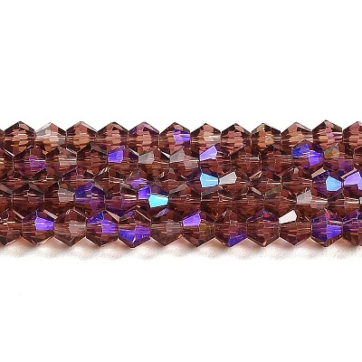 Transparent Electroplate Glass Beads Strands GLAA-F029-3mm-D05-1