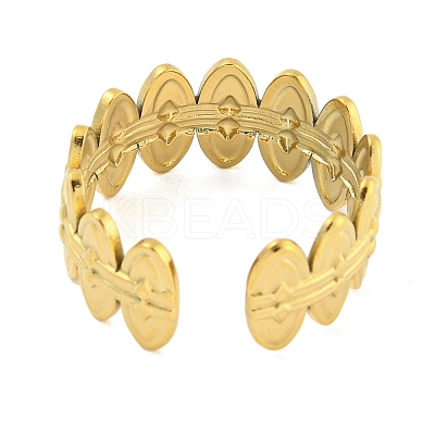 304 Stainless Steel Oval Open Cuff Ring for Women LS-RJEW-S406-01G-03-1