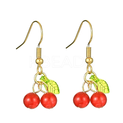 Natural Malaysia Jade Cherry Dangle Earrings EJEW-JE05519-01-1