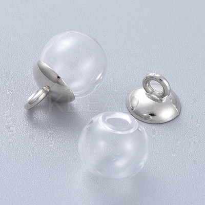 202 Stainless Steel Bead Cap Pendant Bails STAS-L198-05B-1