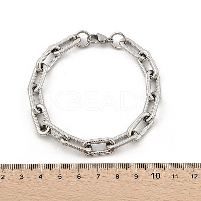 304 Stainless Steel Cable Chain Bracelets for Women Men BJEW-F488-59P-1