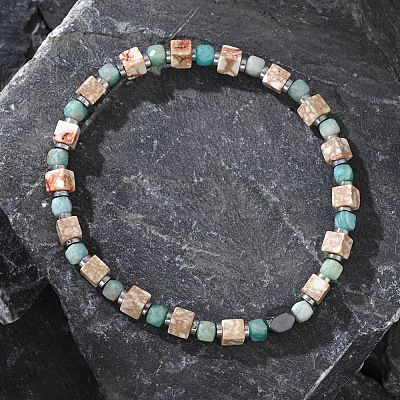 Natural Mixed Gemstone Beads Stretch Bracelets for Men RE8407-1