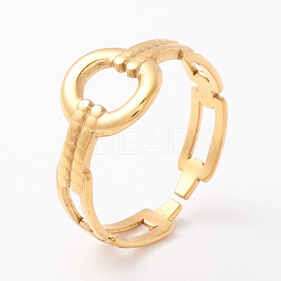 Ion Plating(IP) 304 Stainless Steel Cuff Ring RJEW-F121-05G-1