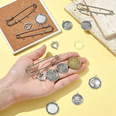 DIY Flat Round Alloy Commemorative Photo Pendants Making Kits DIY-FS0009-23-1