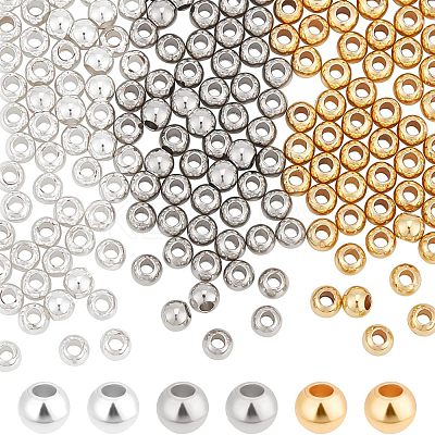 300Pcs 3 Colors Rack Plating and PVD Vacuum Plating Brass Round Spacer Beads KK-FH0003-54-1
