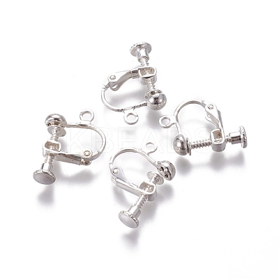 Rack Plated Brass Screw Clip-on Earring Findings KK-P169-04S-1