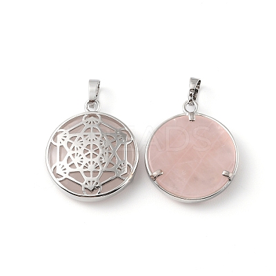 Natural Rose Quartz Pendants G-P498-04P-27-1