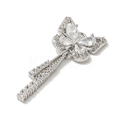 Brass Micro Pave Clear Cubic Zirconia Studs Pendants KK-K378-03P-1