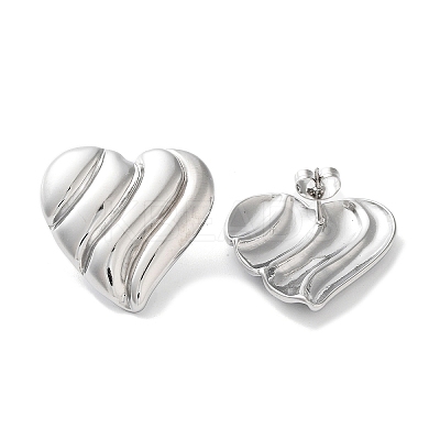 Non-Tarnish Heart 304 Stainless Steel Stud Earrings for Women EJEW-L272-033P-02-1