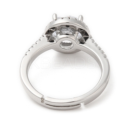 Glass Diamond Adjustable Rings with Cubic Zirconia RJEW-G288-01P-1